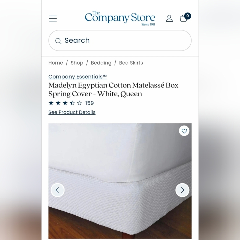 The Company Store White Madelyn Matelasse Box Spring Cover Queen 60 x 80 NEW - Picture 5 of 5
